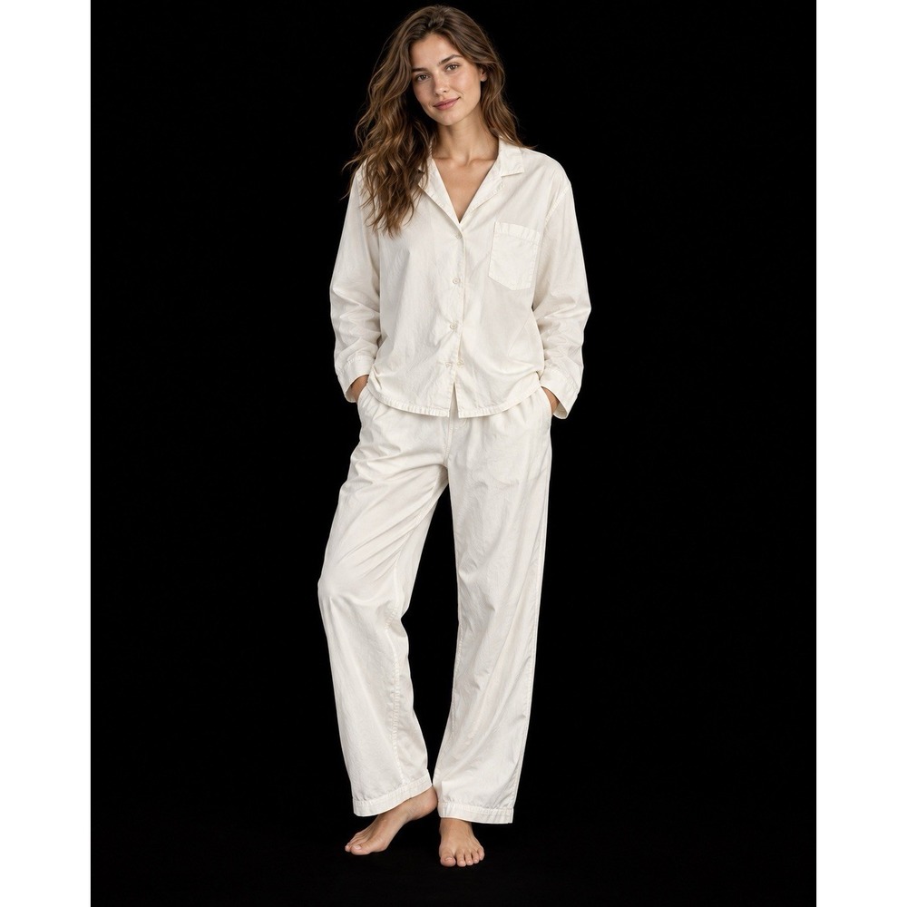 Vintage Victoria's Secret Gold Label Pajama Set Large White Pants Shirt PJ 80's